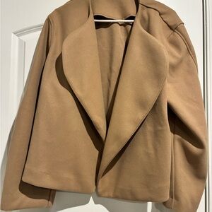 H&M Tan Draped Open-Front Blazer